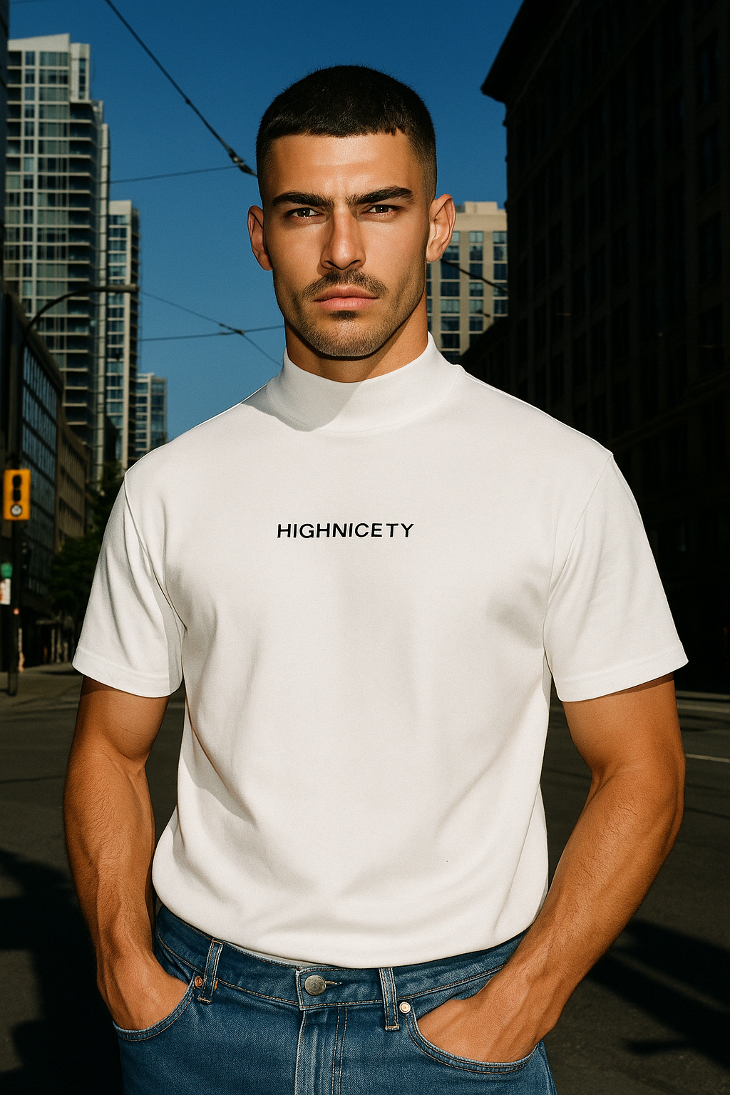 HINI Golf Mock Neck White